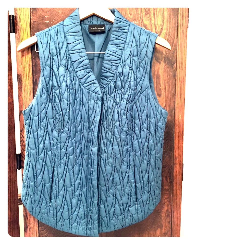 Mimi + Royce teal blue quilted vest (size medium)